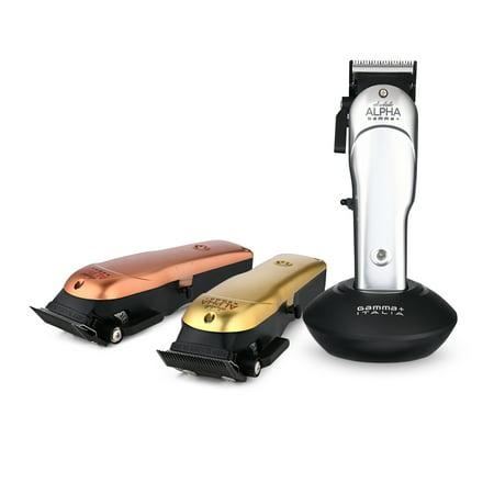 Gamma+ Absolute Alpha Professional Modular USB Cordless Clipper with 5 Dub Magnetic Guards, Matte Silver, Rose Gold