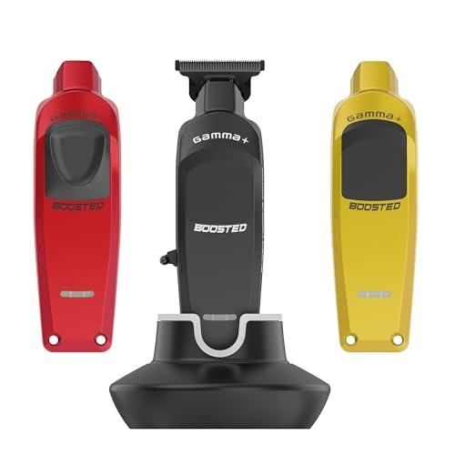 Gamma+ Boosted Hair Trimmer Professional Modular USB-C Cordless with Super Torque Motor, 3 Modular Lids in Black, Red