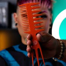 Rolda Multi Style Barber Comb 3-in-1 Fish-Tail Bone Shape Orange