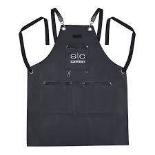 Stylecraft Black Heavy Weight Waterproof Professional Barber-Salon Apron Cross Back Strap and Pockets