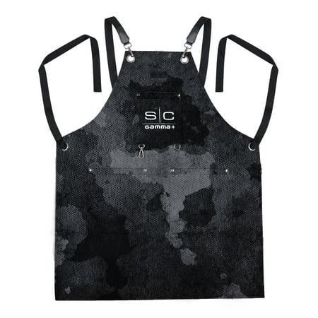 Stylecraft Professional Heavy Weight Black Camo Waterproof Unisex Barber or Salon Hair Cutting Apron with Cross Back Strap and Pockets