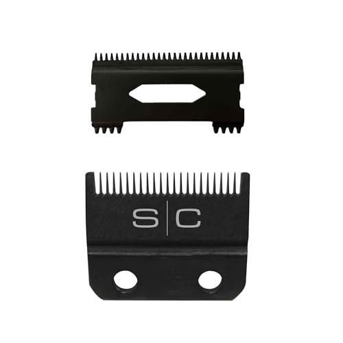 StyleCraft Replacement Double Black Diamond Carbon DLC Fixed Fade Blade with Shallow Tooth Cutter 2.0 Clipper Blade Set