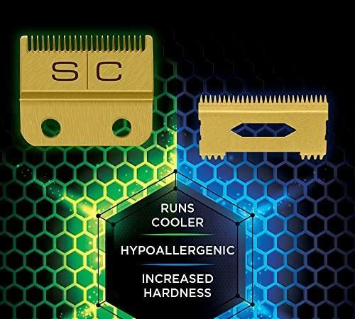 StyleCraft Replacement Fixed Gold Titanium Fade Hair Clipper Blade with Moving Gold Titanium Slim Deep Tooth Cutter Set