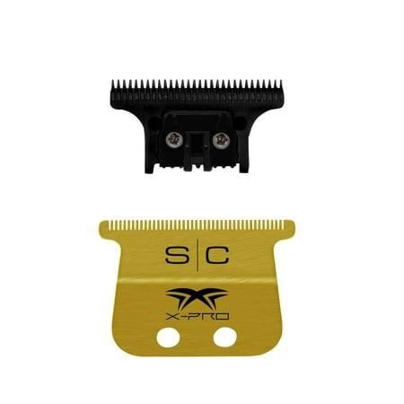StyleCraft Replacement Fixed Gold Titanium X-Pro Wide Hair Trimmer Blade with cutter