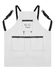 Stylecraft White Heavy Weight Waterproof Professional Barber-Salon Apron Cross Back Strap and Pockets