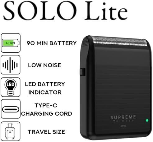 Supreme Trimmer Solo Lite Single Foil Shaver | 90 Min Runtime, Cordless STF91 BLACK
